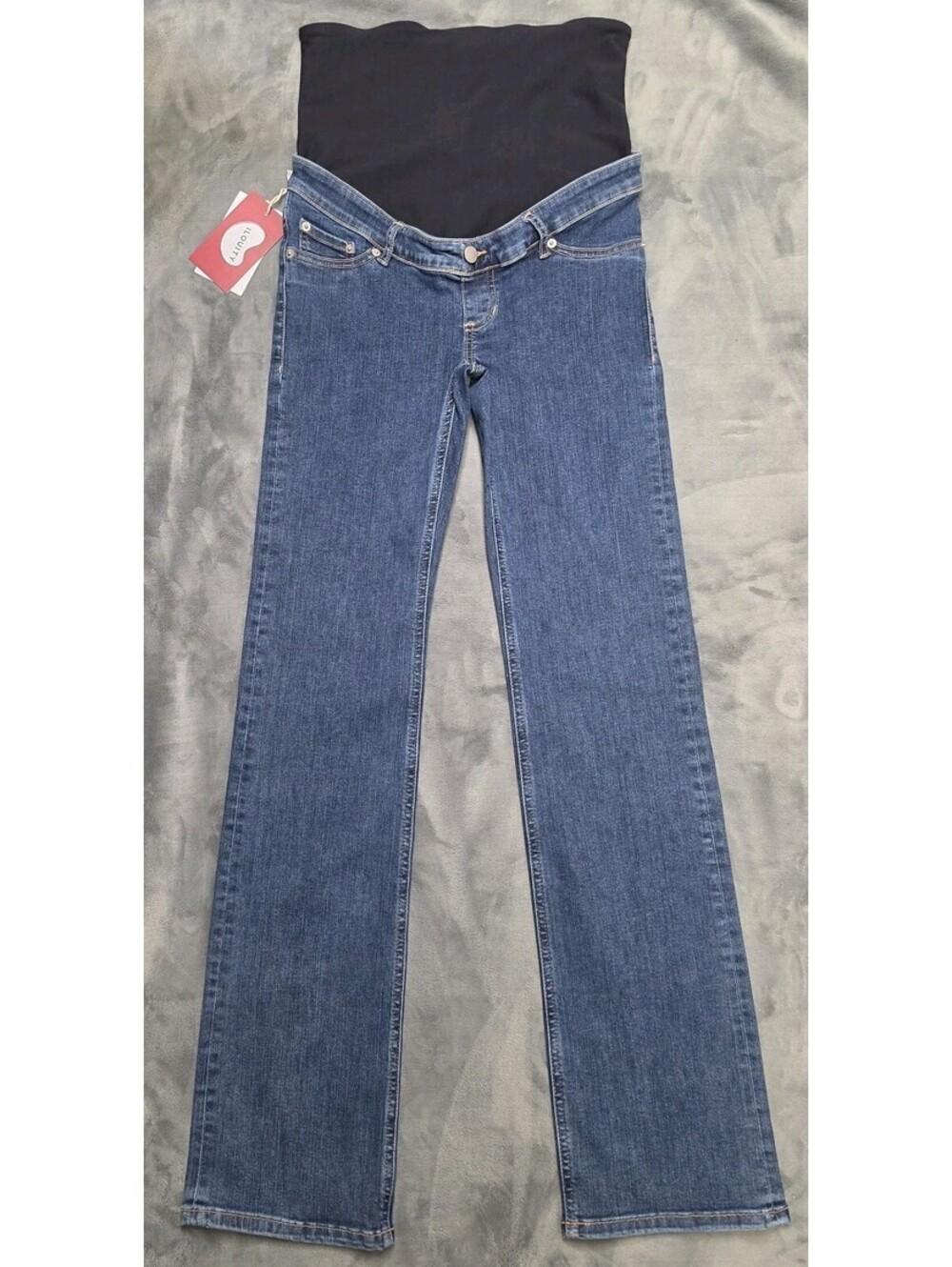 ILouity Flare Maternity Jeans 36 US 4 Washed Blue Belly Band 34 NWT